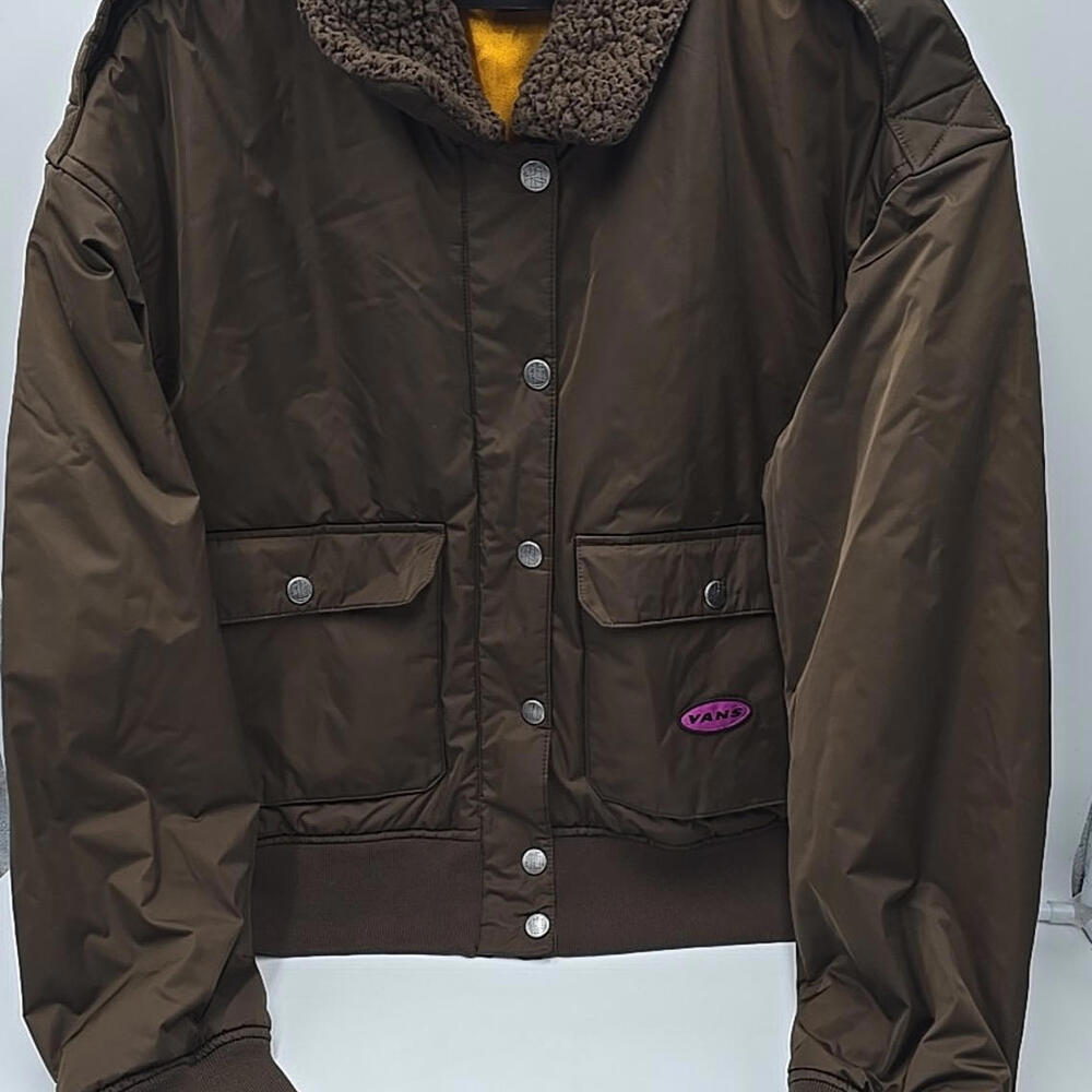 Vans x Curren x Knost Women's‎ Full Zipper Bomber Jacket Demitasse Brown XL